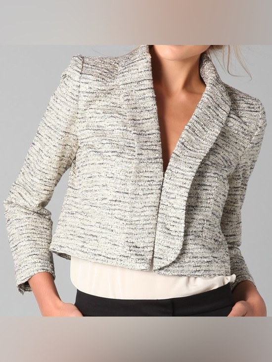 Alice + Olivia Jackets & Blazers - Alice + Olivia Amelia Metallic Tweed Cropped Blazer